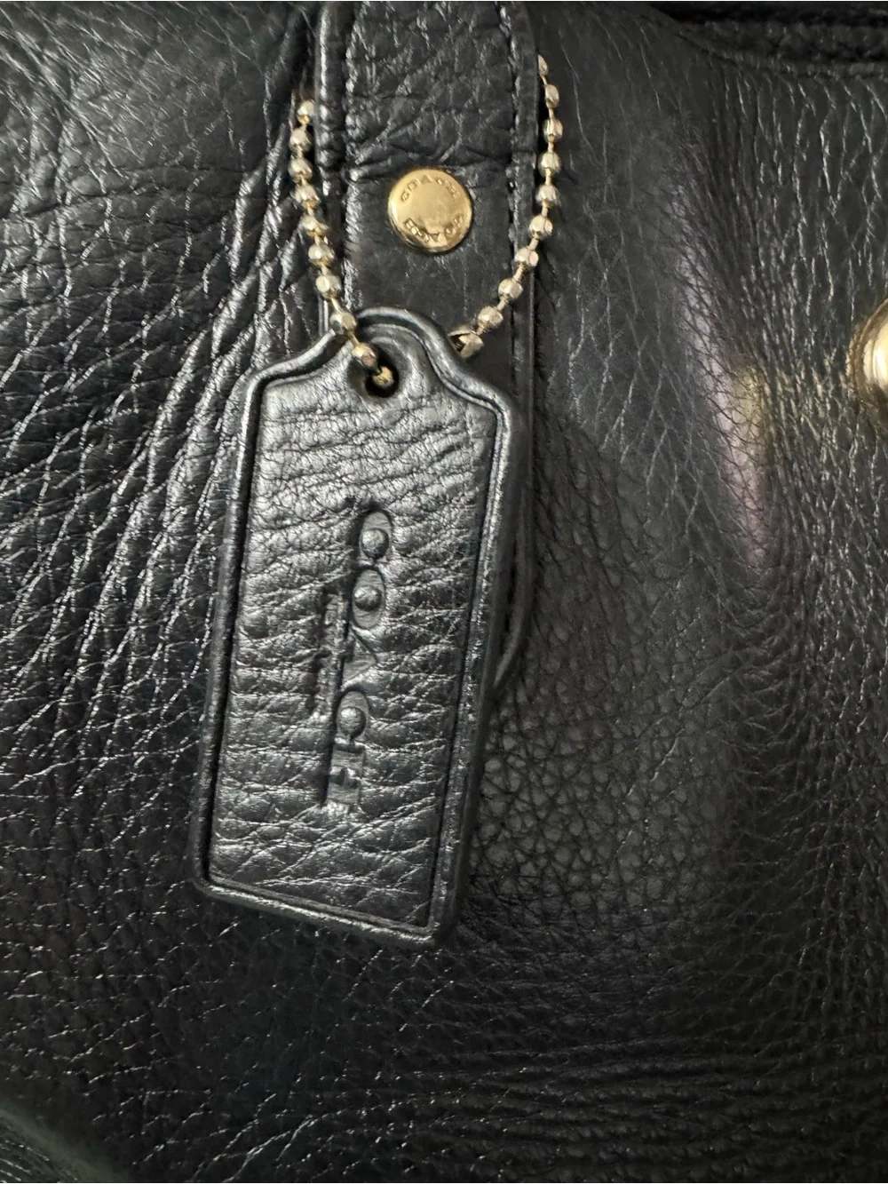 Coach Black Pebbled Leather Tote with Gold Turnlock
